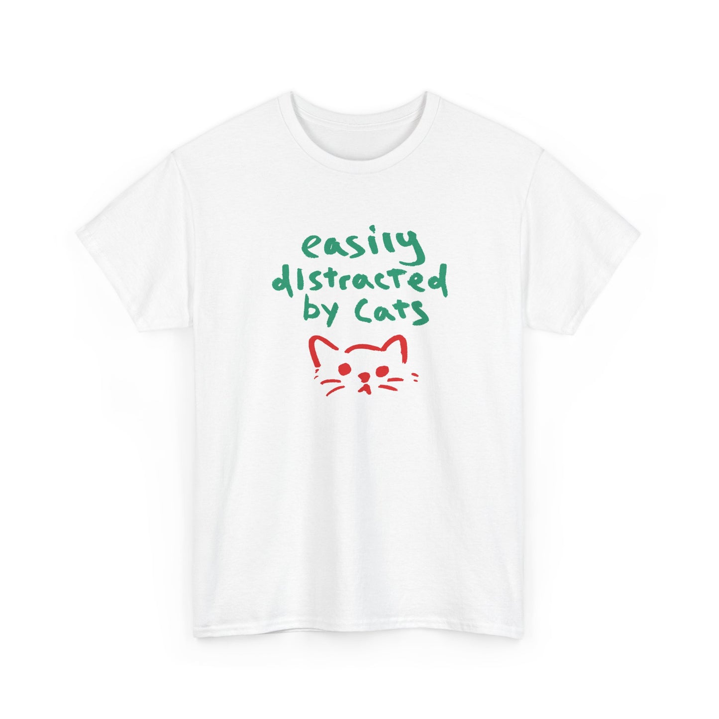 Easily distracted by cats Unisex Heavy Cotton Tee