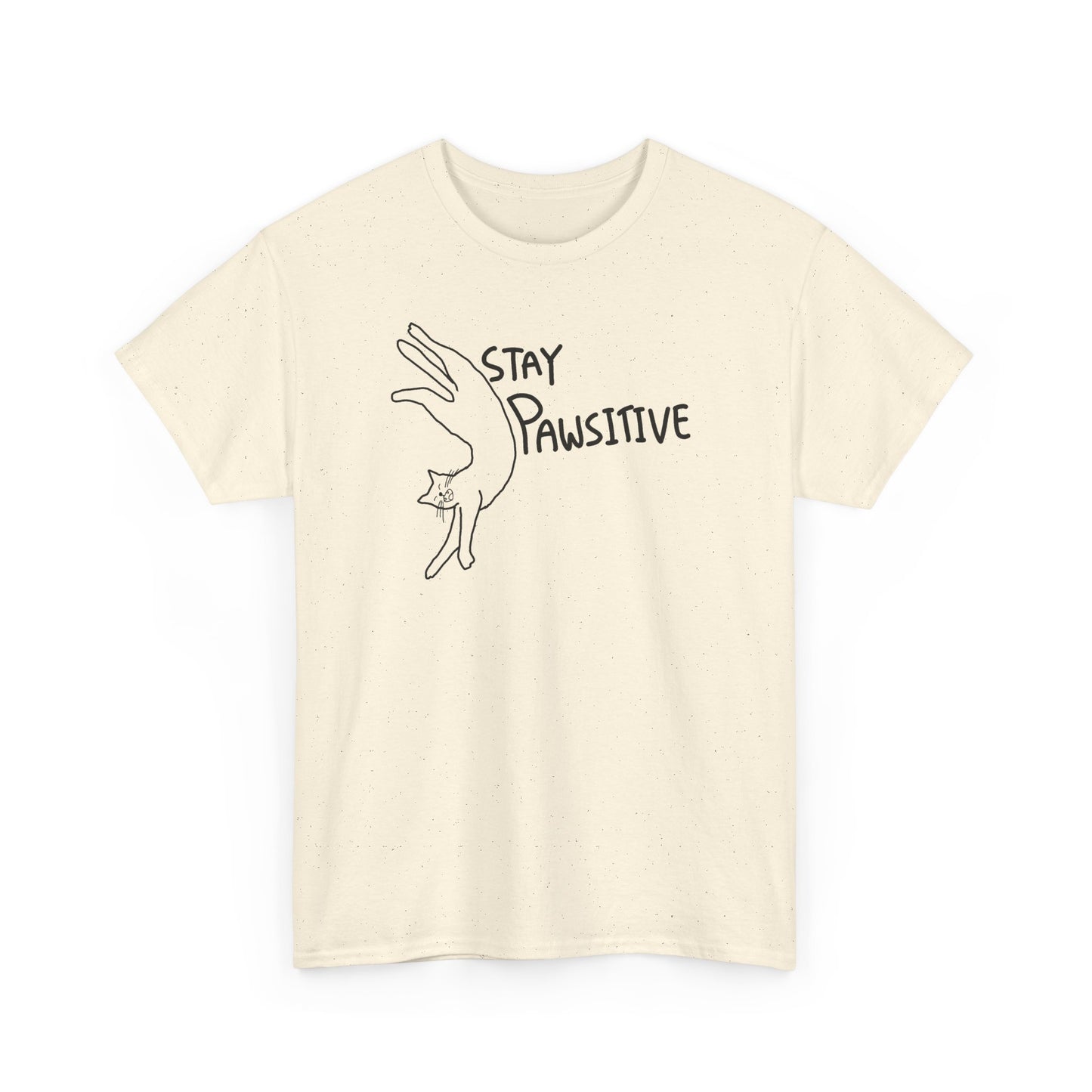 Stay Pawsitive Cat T-Shirt Unisex Heavy Cotton Tee