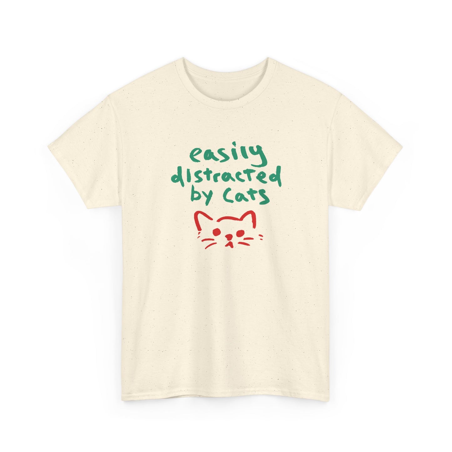 Easily distracted by cats Unisex Heavy Cotton Tee