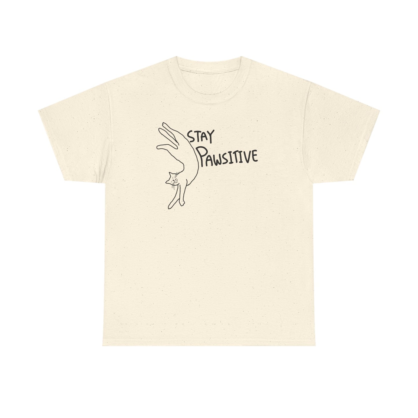Stay Pawsitive Cat T-Shirt Unisex Heavy Cotton Tee