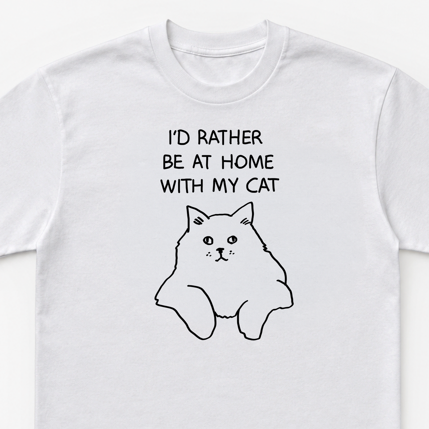 I'd Rather Be at Home with My Cat Unisex Heavy Cotton Tee